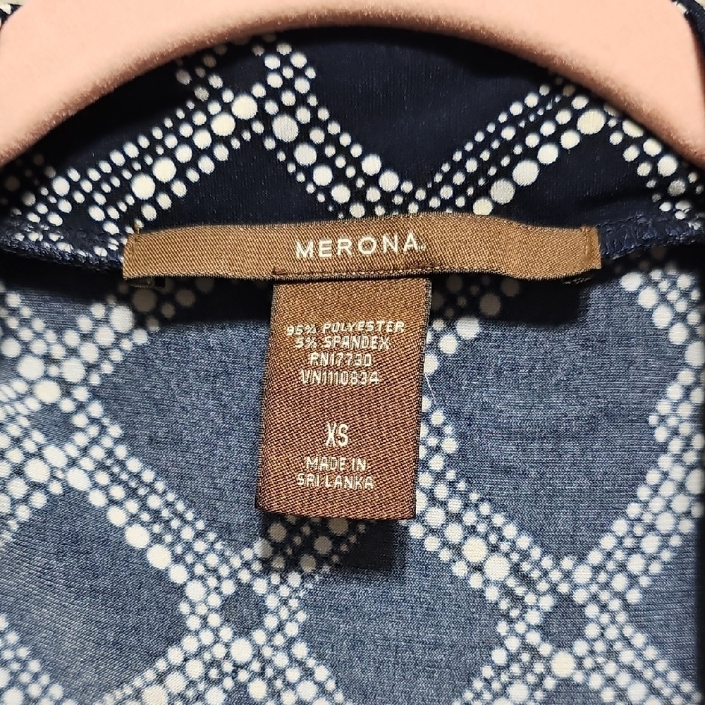 Merona Navy & White Geometric Wrap Dress - Picture 2 of 4